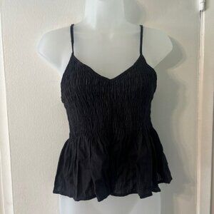 Cute Summer Gathered Tank Top ~ Black